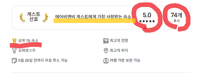 에어비앤비 상위 1% 숙소